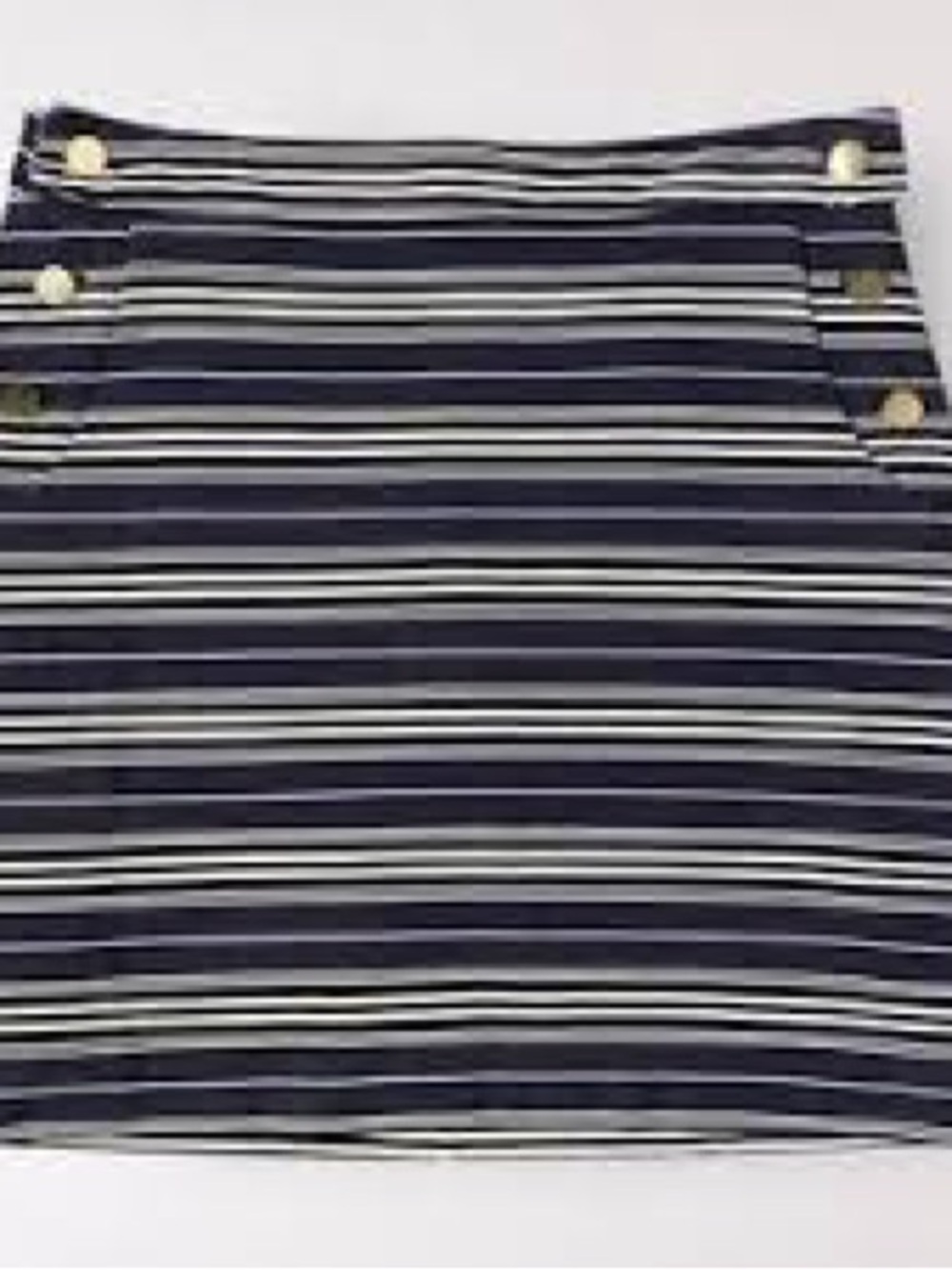 LOFT Navy and White Striped Mini Skirt with Gold Buttons